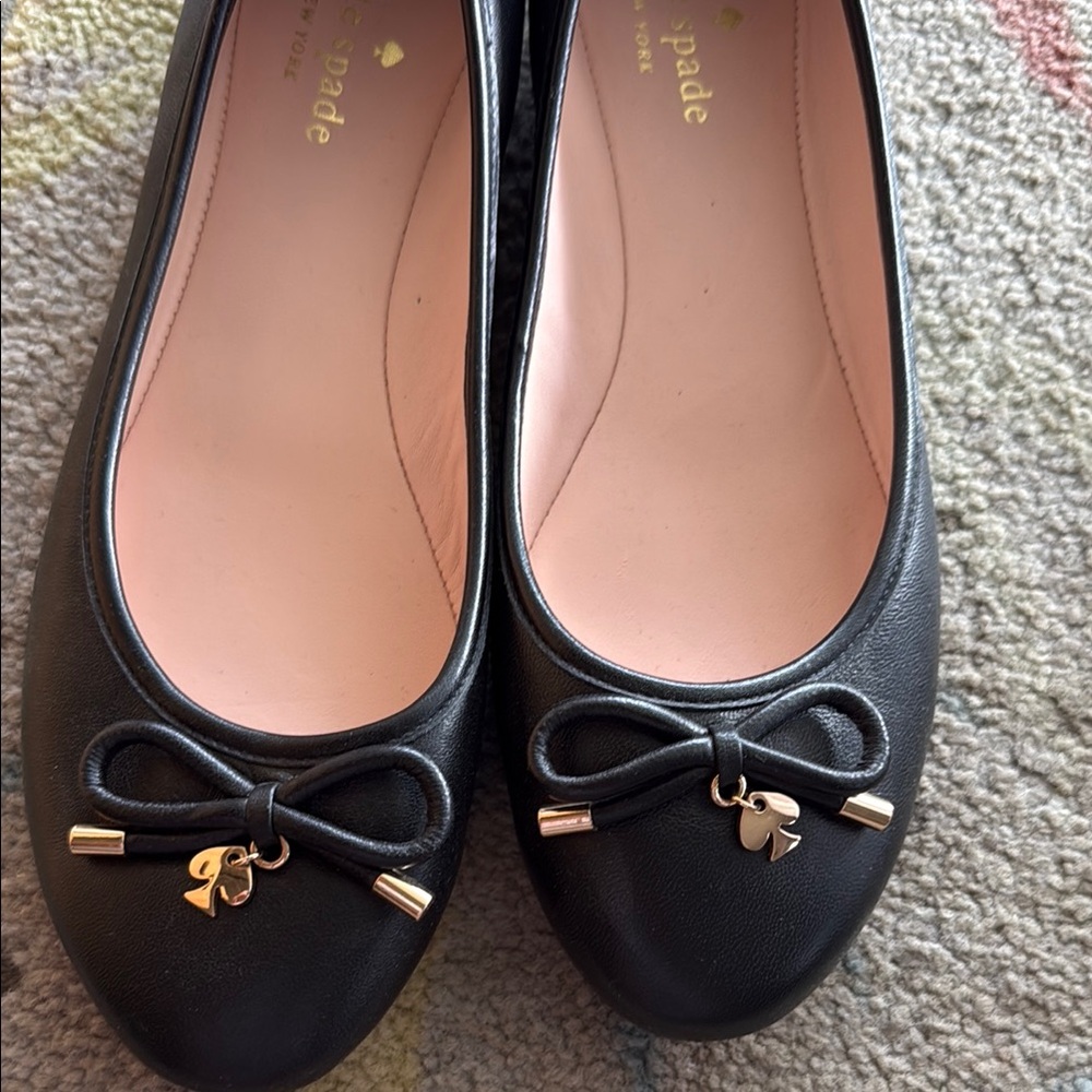 Kate Spade Black Flats with Bow Detail